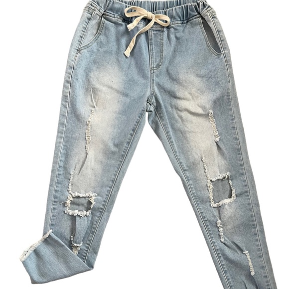 Hayden Los Angelos Distressed Drawstring Denim Jeans - Picture 2 of 5